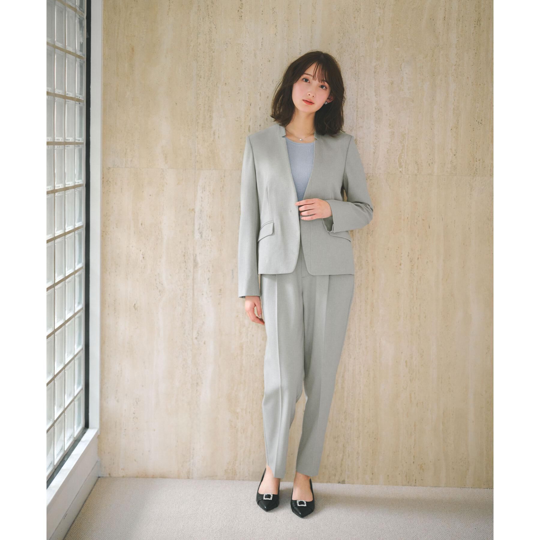 index「セットアップ対応 ノーカラージャケット【ウォッシャブル・接触冷感・吸水速乾・防シワ・ストレッチ】」|ノーカラージャケット|