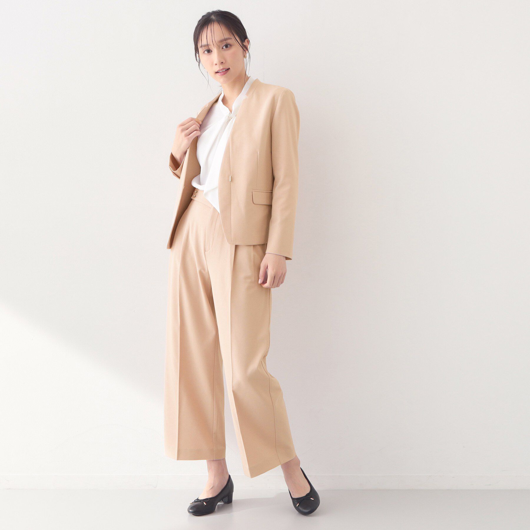 index「セットアップ対応 ノーカラージャケット【ウォッシャブル・接触冷感・吸水速乾・防シワ・ストレッチ】」|ノーカラージャケット|