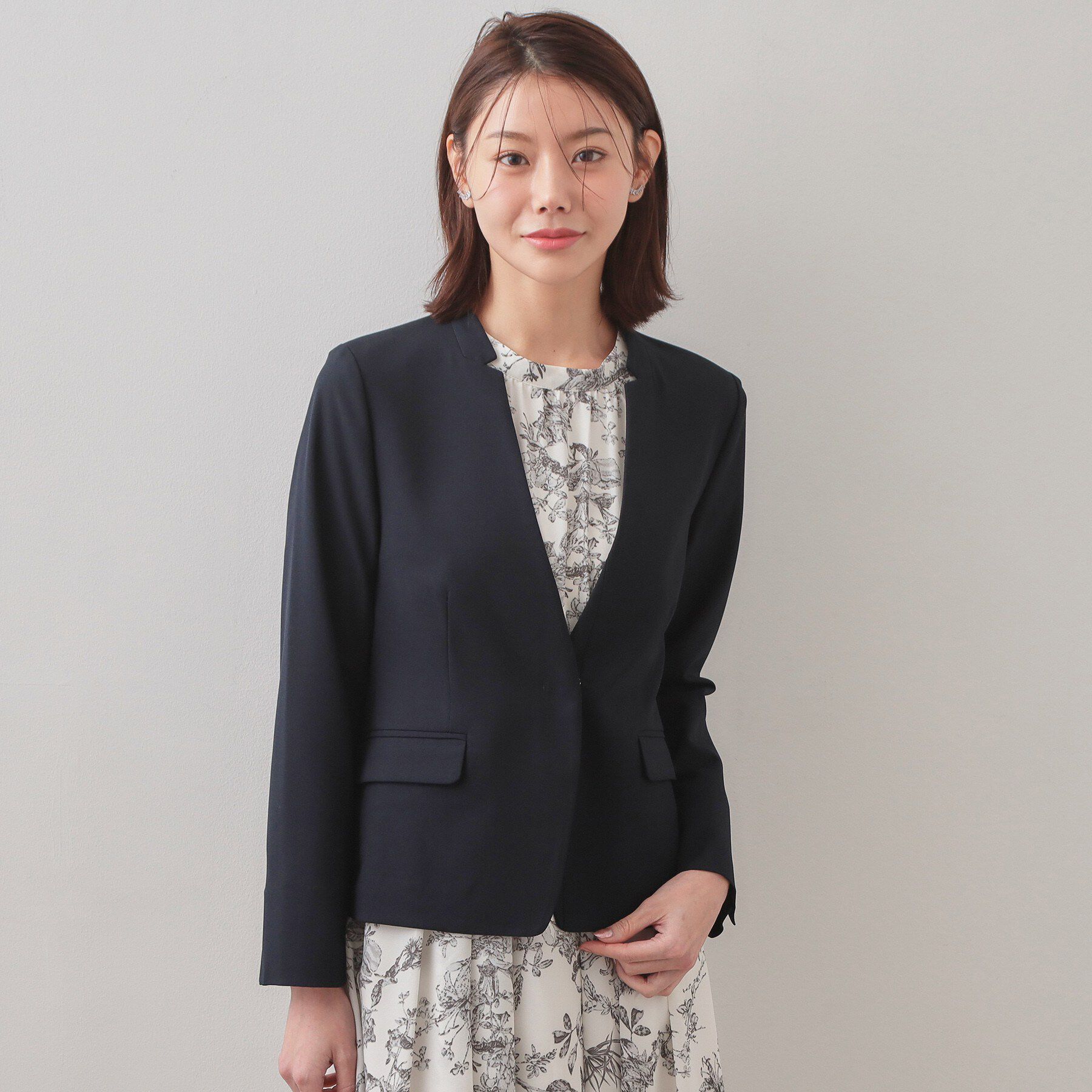 index「セットアップ対応 ノーカラージャケット【ウォッシャブル・接触冷感・吸水速乾・防シワ・ストレッチ】」|ノーカラージャケット|