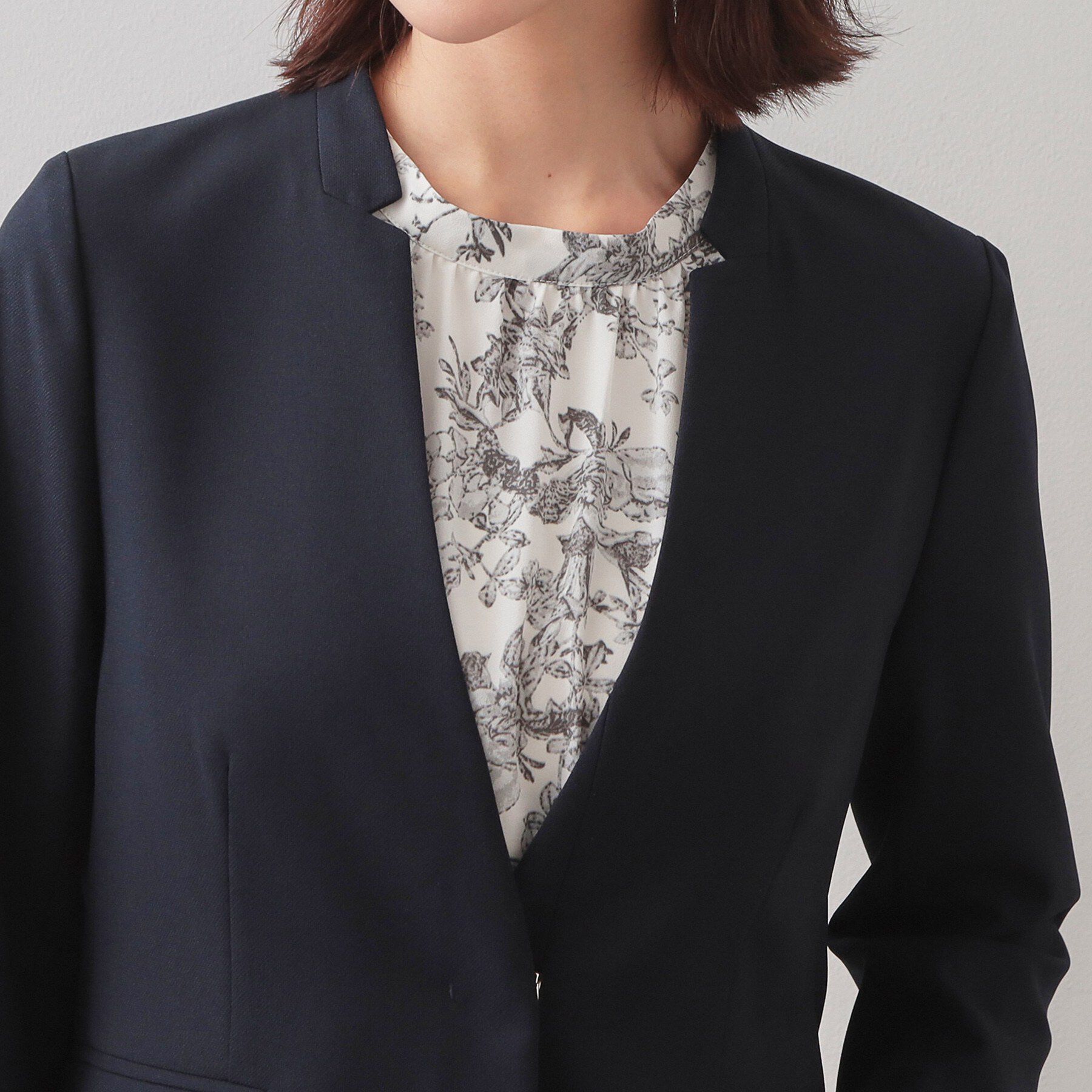 index「セットアップ対応 ノーカラージャケット【ウォッシャブル・接触冷感・吸水速乾・防シワ・ストレッチ】」|ノーカラージャケット|