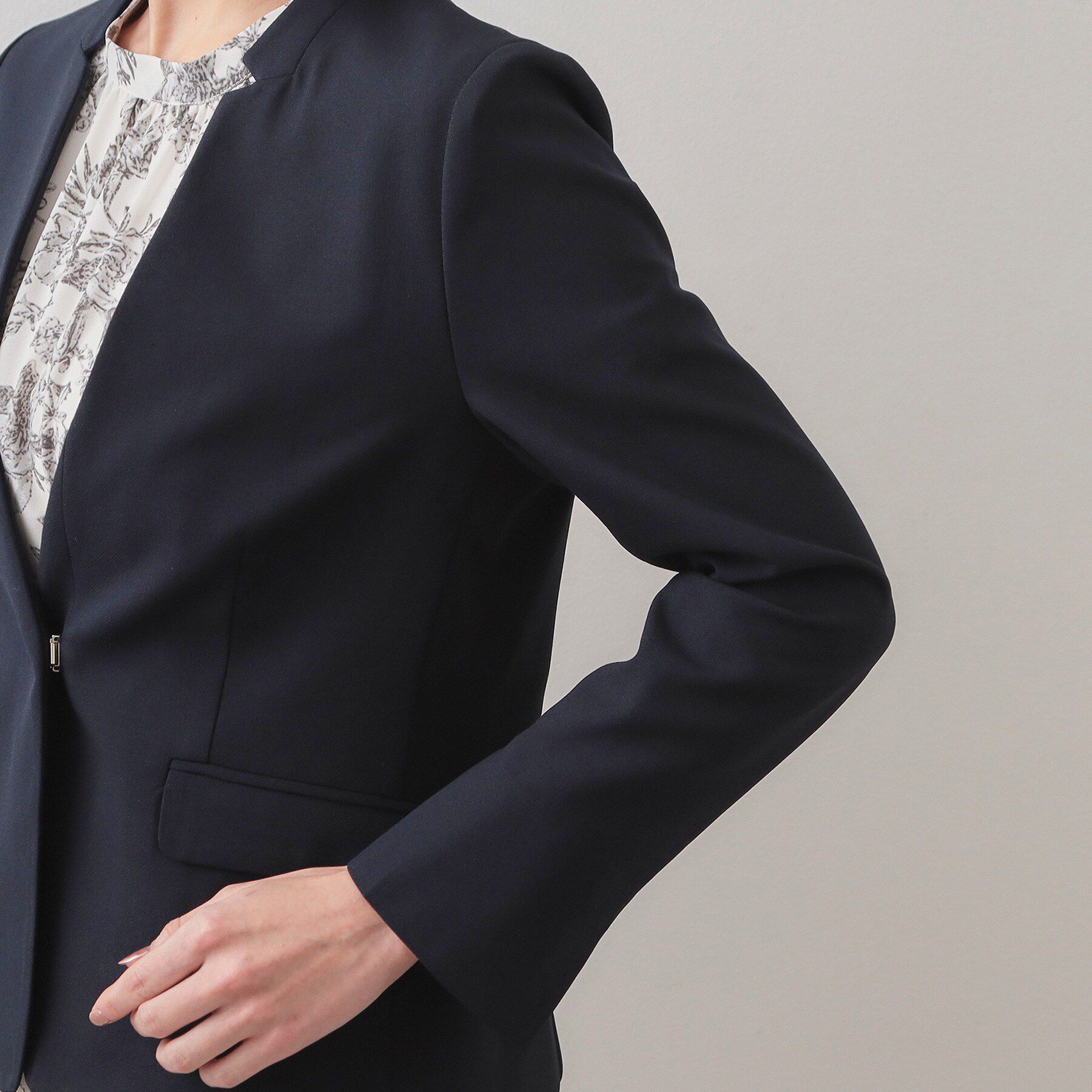 index「セットアップ対応 ノーカラージャケット【ウォッシャブル・接触冷感・吸水速乾・防シワ・ストレッチ】」|ノーカラージャケット|