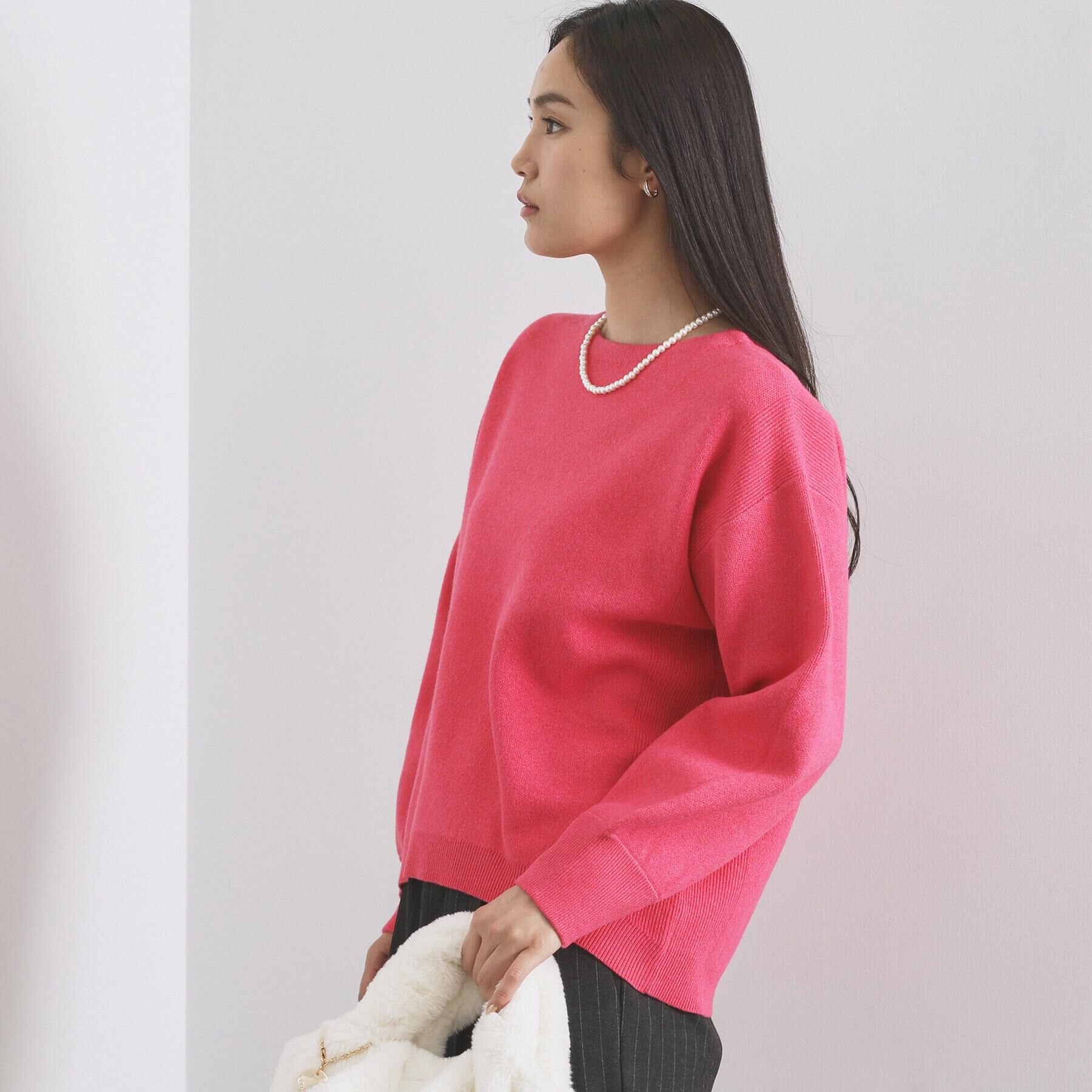 OPAQUE.CLIP「サイド編地切替ニットトップス/セットアップ対応【洗濯機OK】」|ニット・セーター|