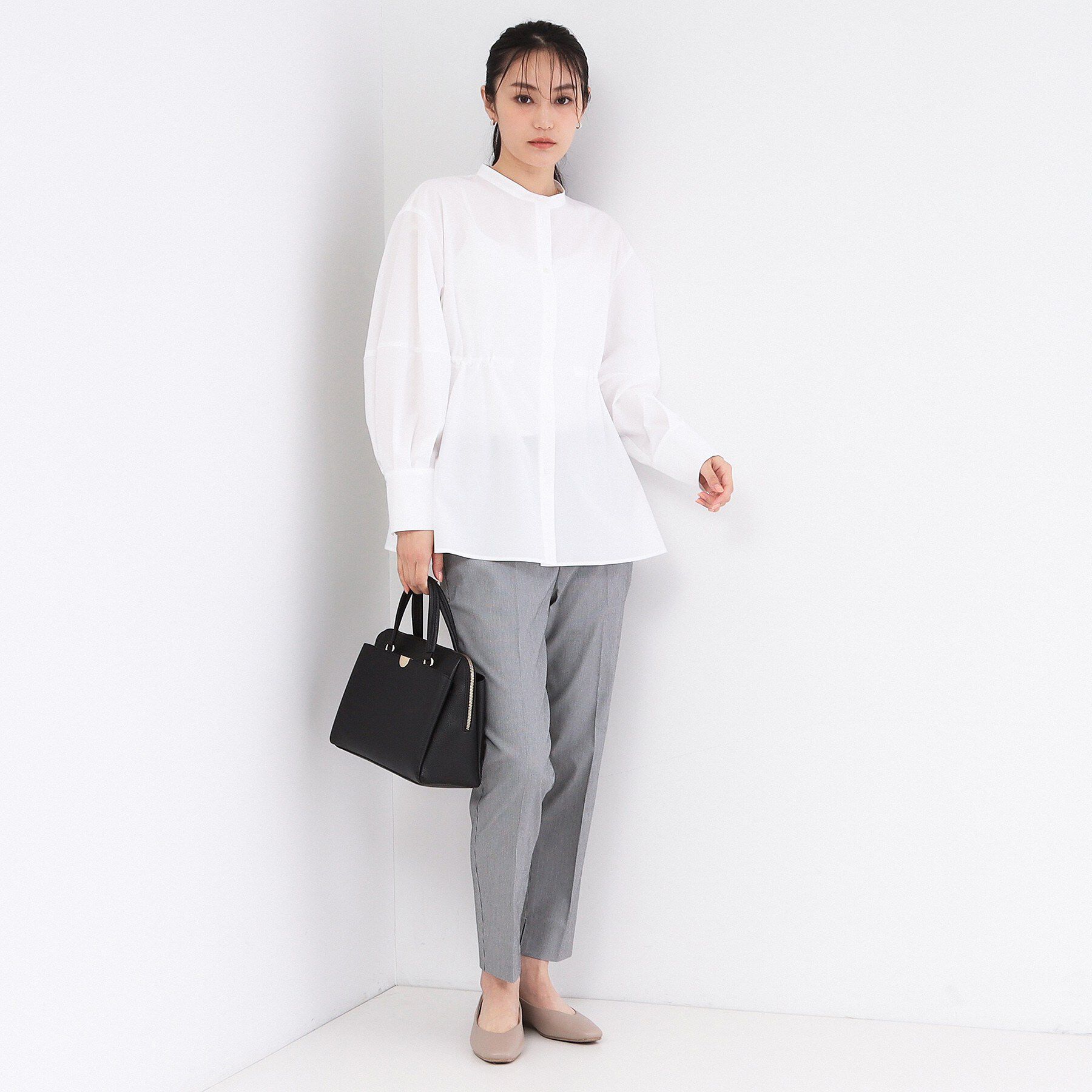 OPAQUE.CLIP「ストライプペプラムデザインブラウス【洗濯機OK】」|シャツ・ブラウス|