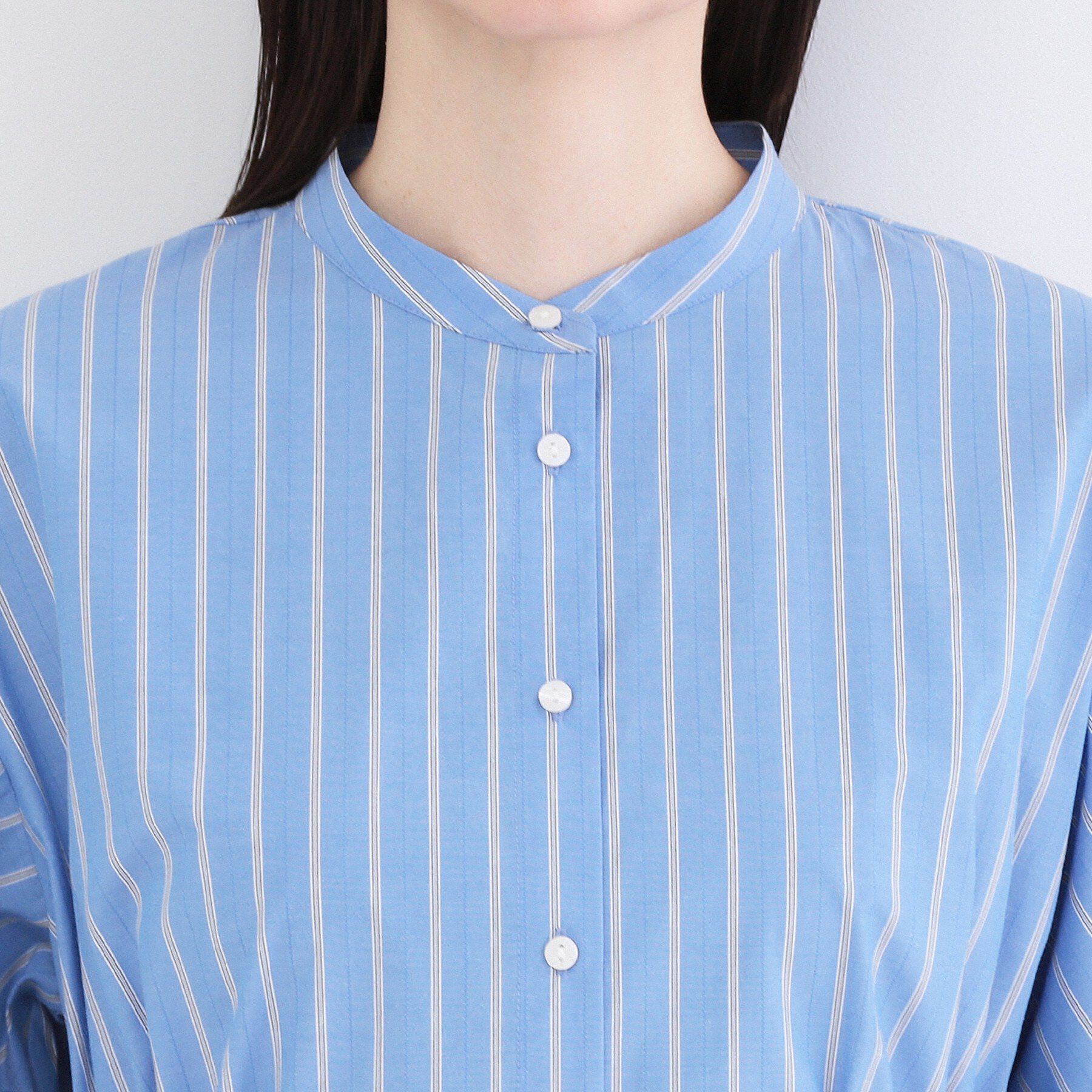 OPAQUE.CLIP「ストライプペプラムデザインブラウス【洗濯機OK】」|シャツ・ブラウス|