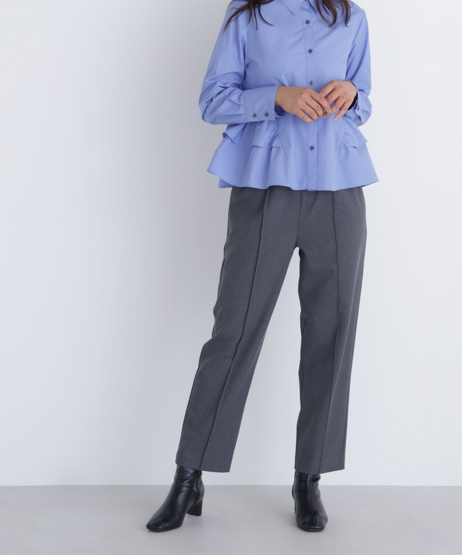  「裏起毛イージーテーパードパンツ」|その他|チャコール1