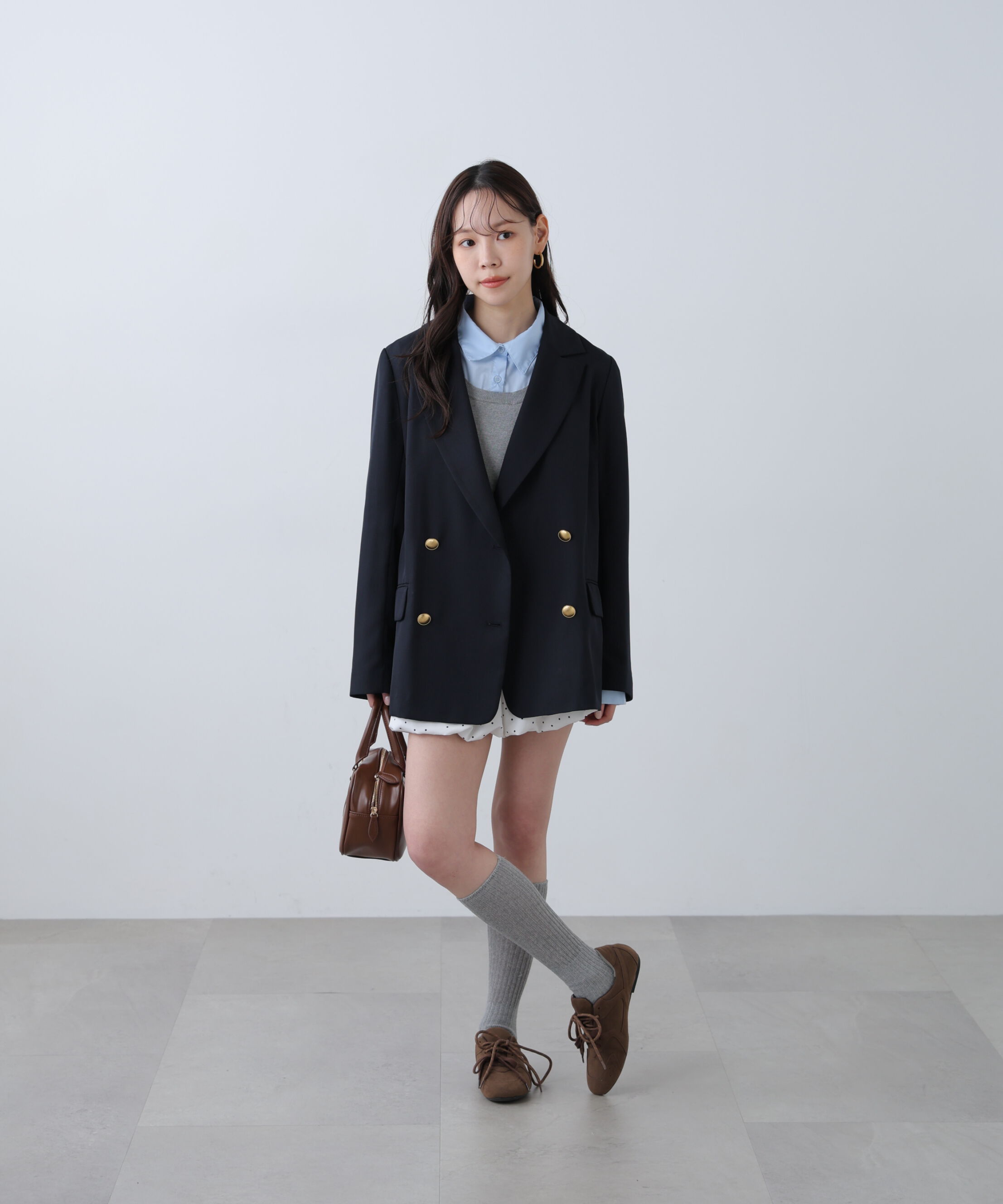  「シャツレイヤードクルーネックニット」|ニット・セーター|