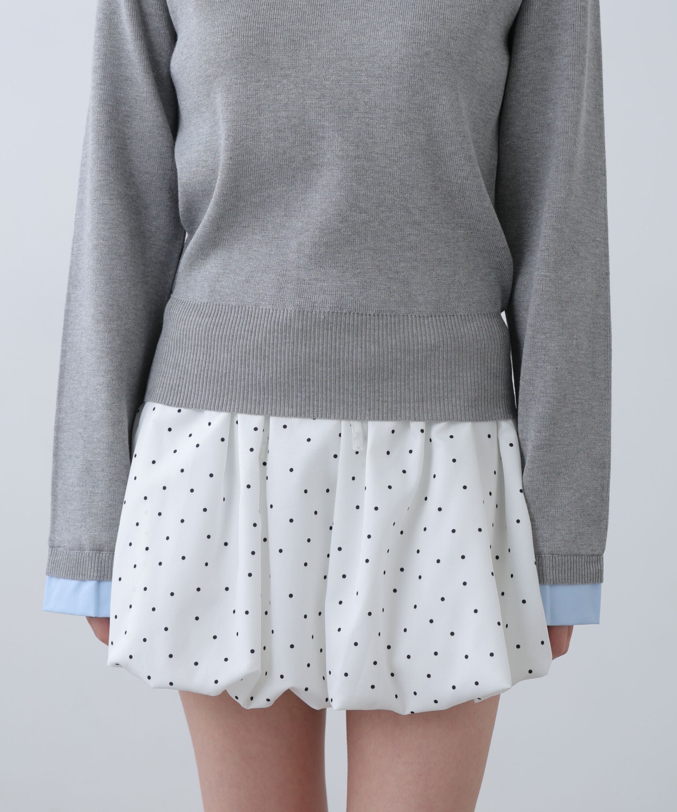  「シャツレイヤードクルーネックニット」|ニット・セーター|