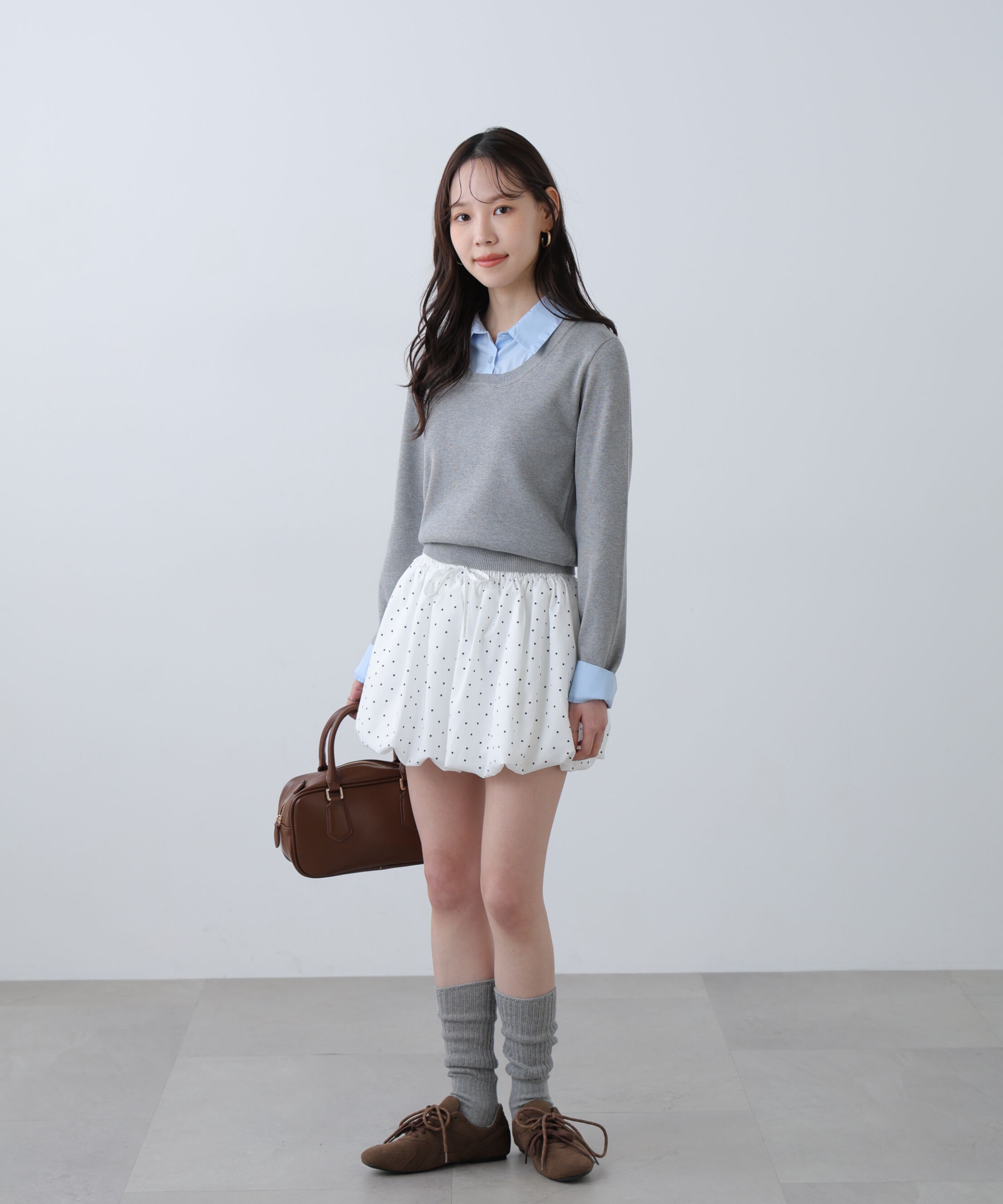  「シャツレイヤードクルーネックニット」|ニット・セーター|