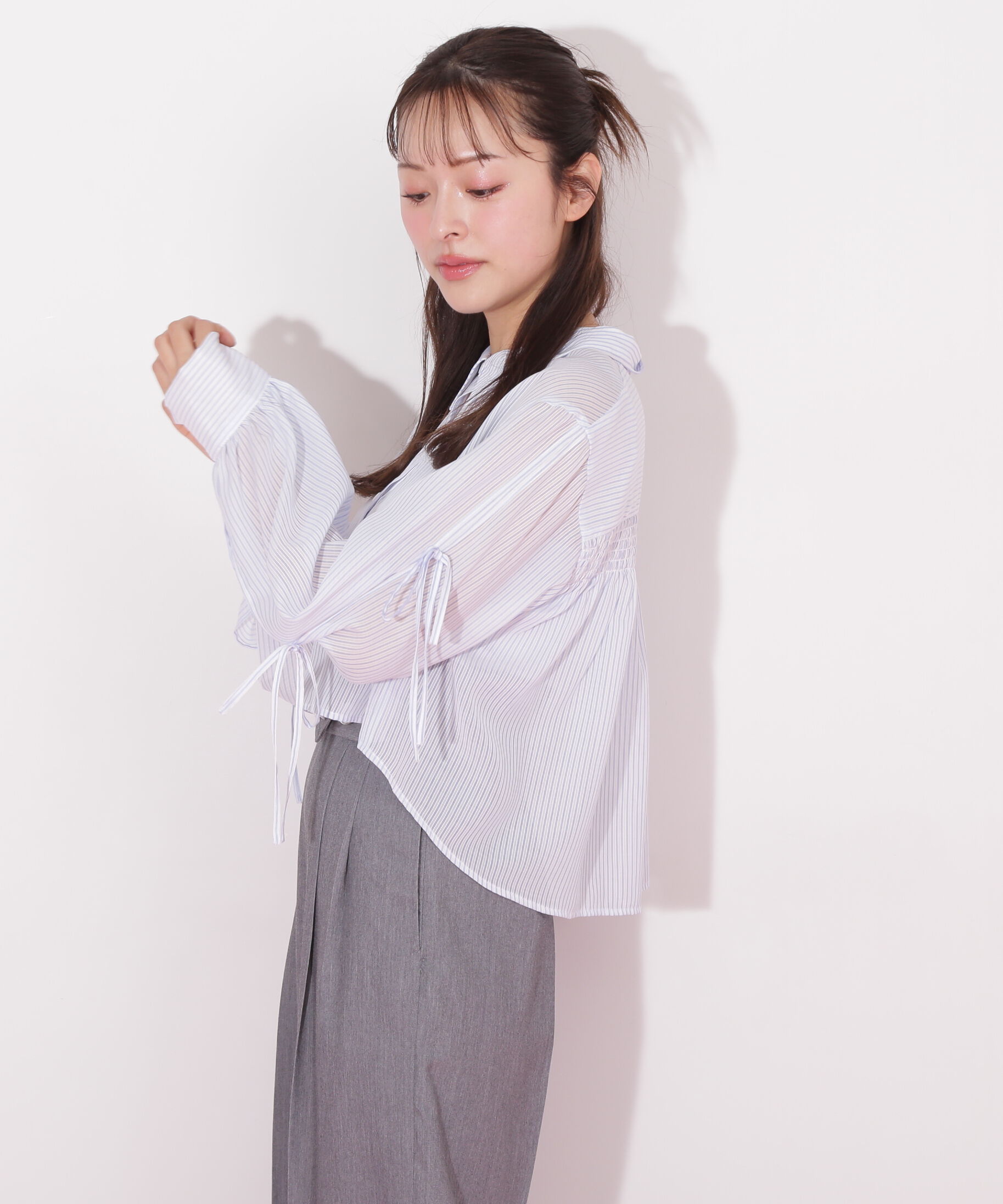  「バックギャザーシアーシャツ」|シャツ・ブラウス|