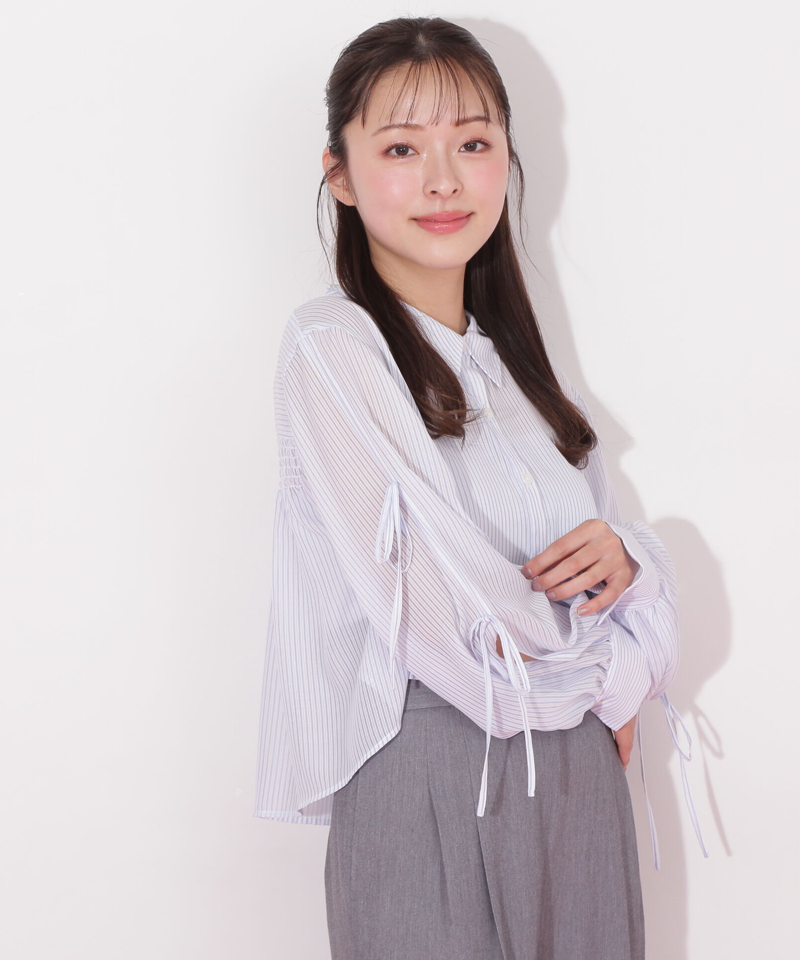  「バックギャザーシアーシャツ」|シャツ・ブラウス|