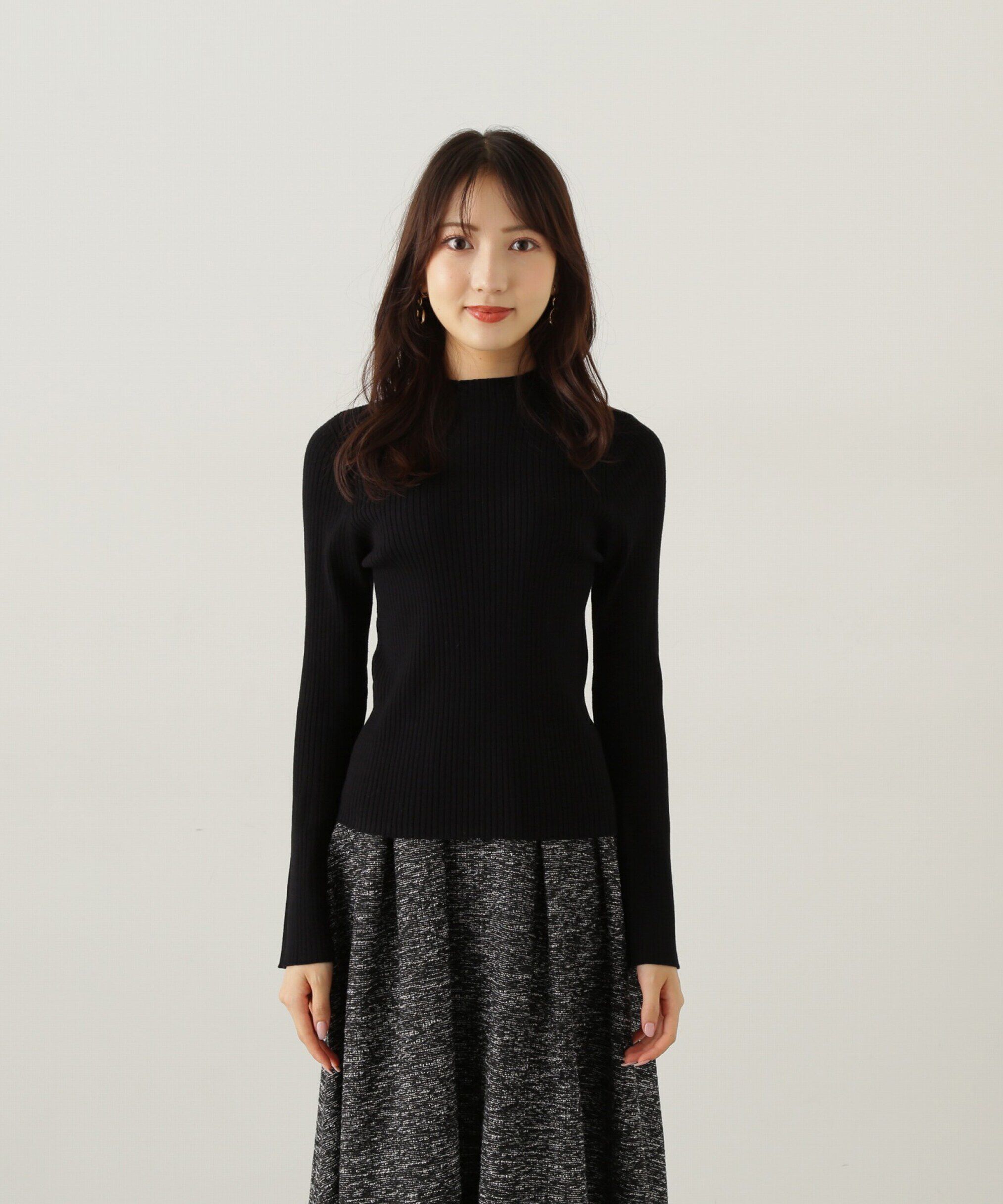 PROPORTION BODY DRESSING「パールボタンモックネックリブニット　24AW」|ニット・セーター|