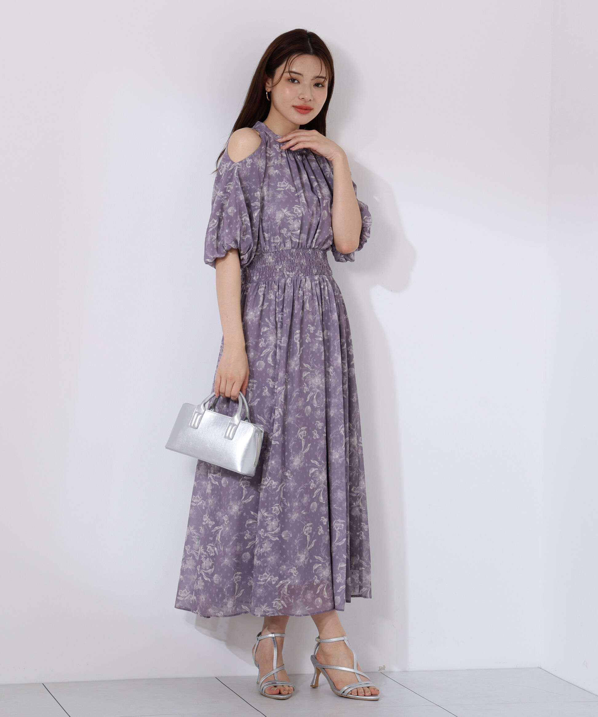 PROPORTION BODY DRESSING「オープンショルダー花柄ワンピース」|ワンピース|チャコール2