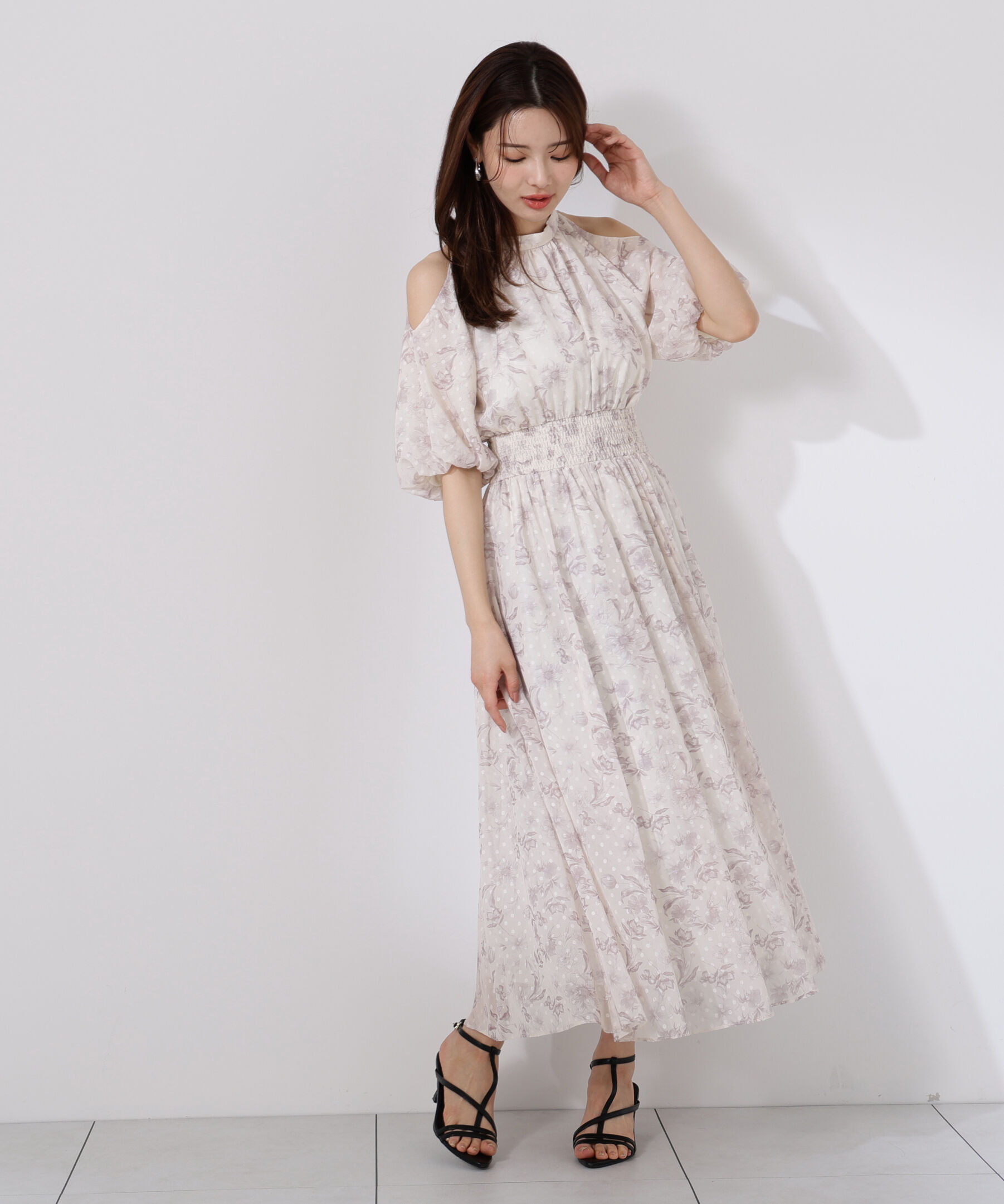 PROPORTION BODY DRESSING「オープンショルダー花柄ワンピース」|ワンピース|