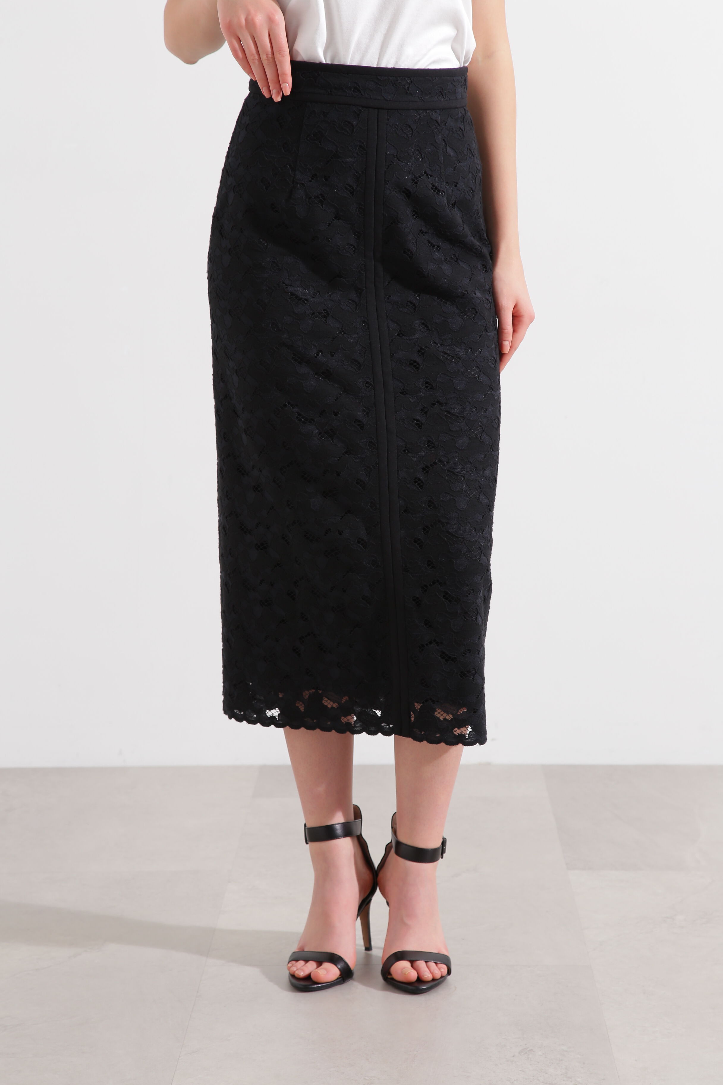  「◆レースタイトスカート」|スカート|ブラック