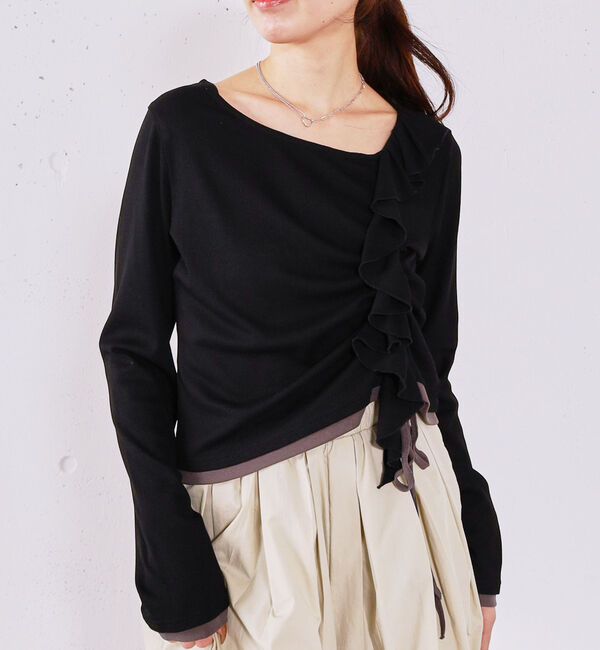 archives「フリルドロストカットＴＯＰＳ」|Tシャツ・カットソー|BLACK