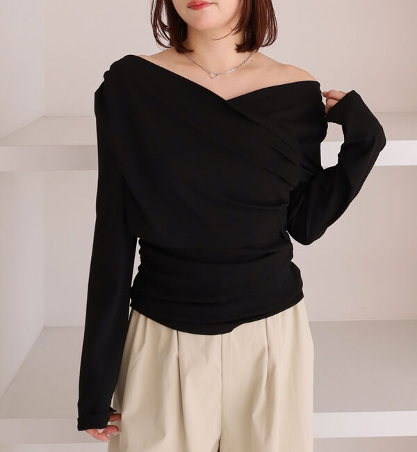 archives「【ＯＮかわ】クロスタックドレープオフショルカットＴＯＰＳ」|Tシャツ・カットソー|