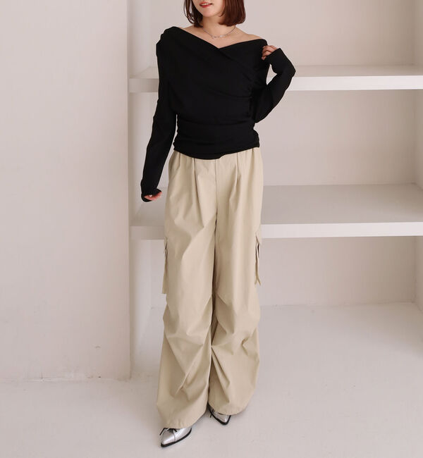 archives「【ＯＮかわ】クロスタックドレープオフショルカットＴＯＰＳ」|Tシャツ・カットソー|