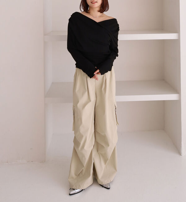 archives「【ＯＮかわ】クロスタックドレープオフショルカットＴＯＰＳ」|Tシャツ・カットソー|