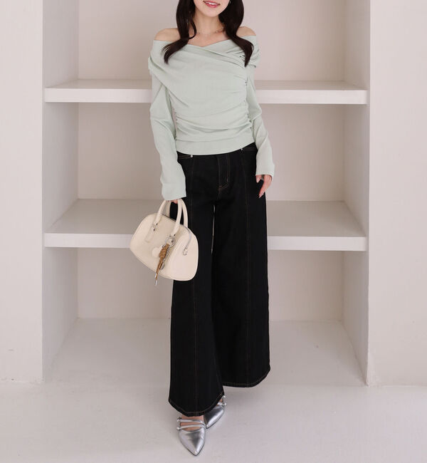 archives「【ＯＮかわ】クロスタックドレープオフショルカットＴＯＰＳ」|Tシャツ・カットソー|