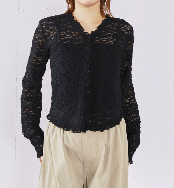archives「レースフリルカーディガン」|Tシャツ・カットソー|BLACK