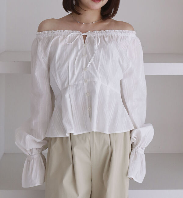 archives「からみ刺繍２ｗａｙオフショルペプラムブラウス」|シャツ・ブラウス|OFF WHITE