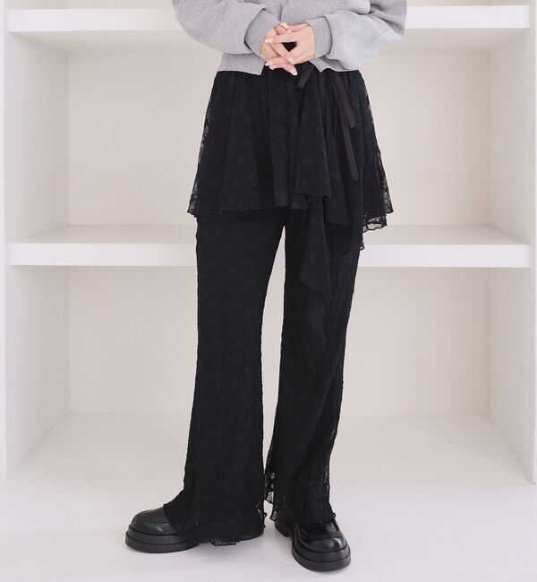 archives「レイヤードレースパンツ」|チノ|BLACK