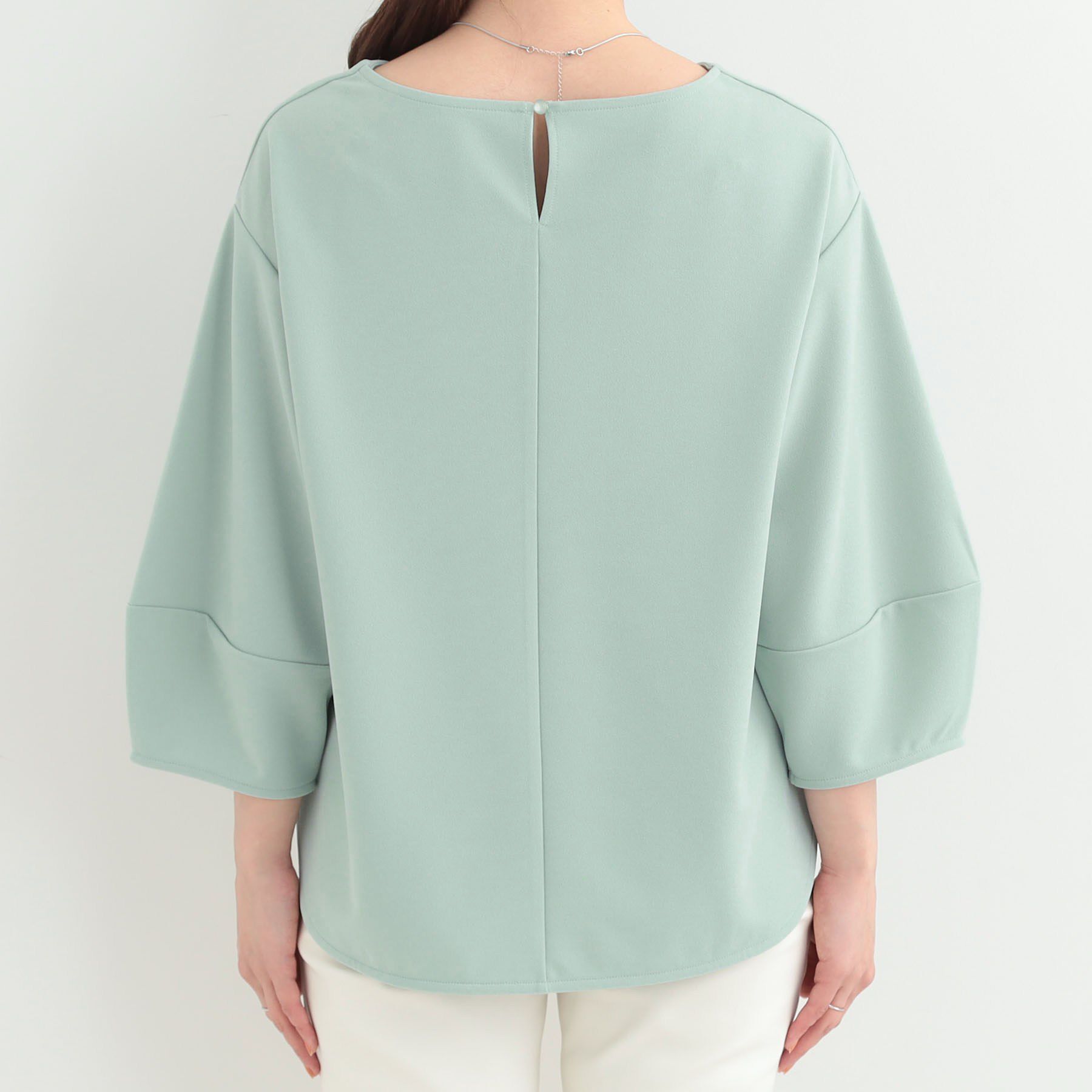 SHOO･LA･RUE「【2点セット/7分袖/S-LL】ランタンスリーブで女性らしい ネックレス付きブラウス」|シャツ・ブラウス|