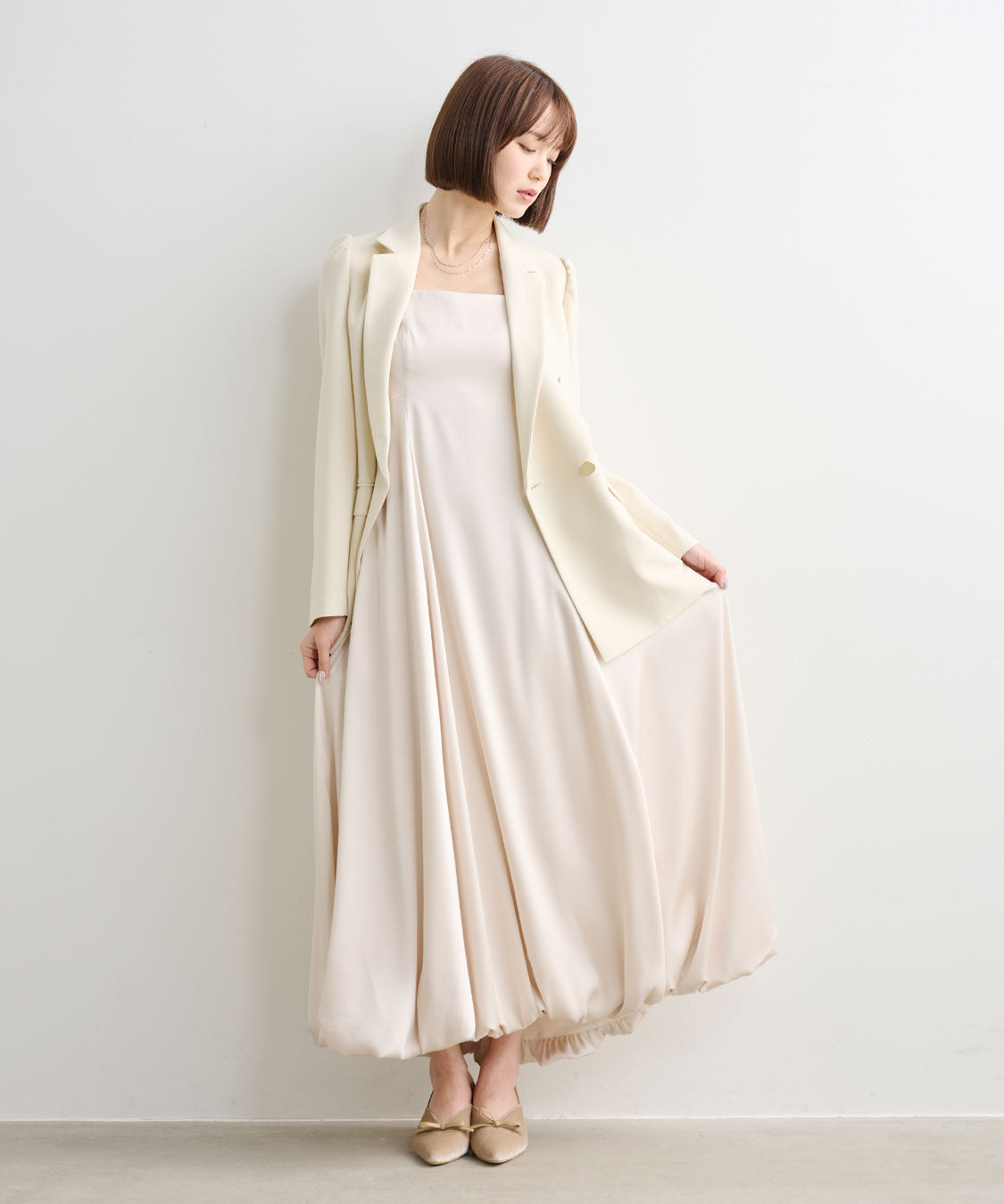 COCO DEAL「バルーンヘムバックデザインサテンワンピース」|ワンピース|