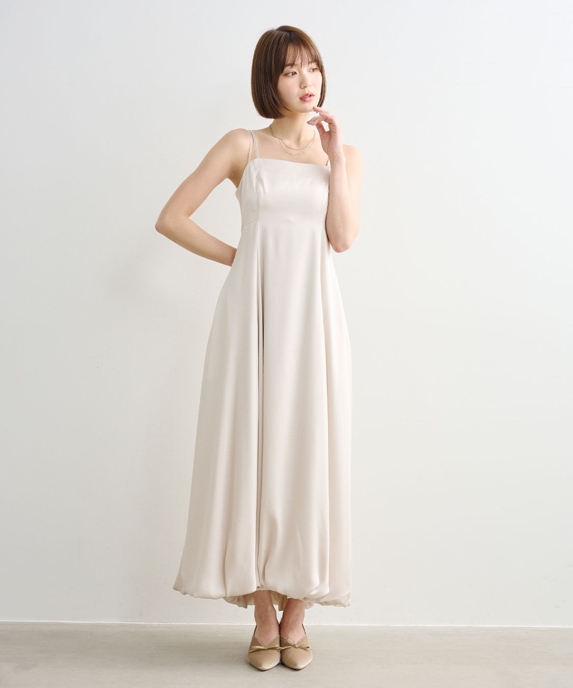 COCO DEAL「バルーンヘムバックデザインサテンワンピース」|ワンピース|