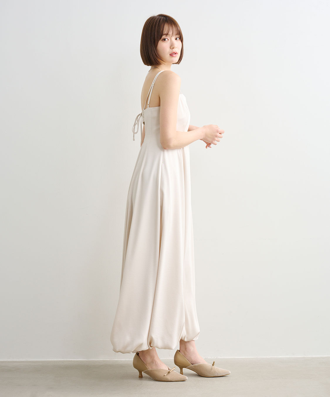 COCO DEAL「バルーンヘムバックデザインサテンワンピース」|ワンピース|