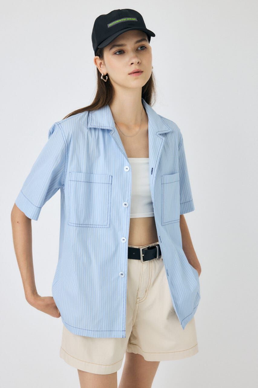 MOUSSY「OPEN COLLAR シャツ」|シャツ・ブラウス|