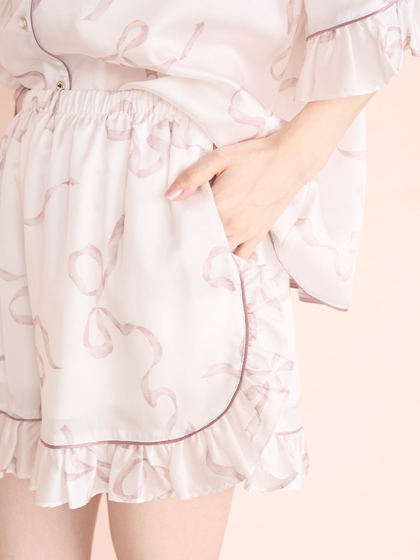 SNIDEL HOME「【Luxshine】【接触冷感】フリルリボンショートパンツ」|ルームウェア|