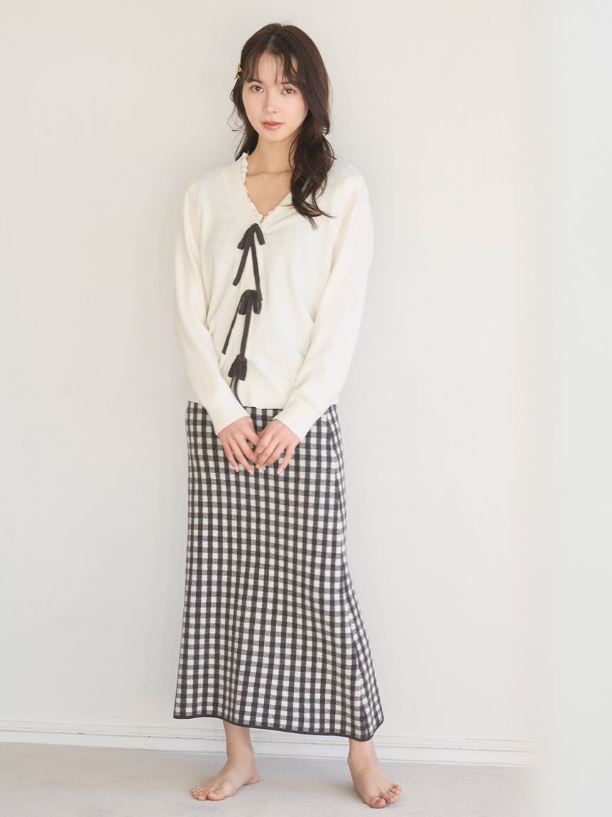 SNIDEL HOME「リボン釦ニットカーディガン」|ルームウェア|