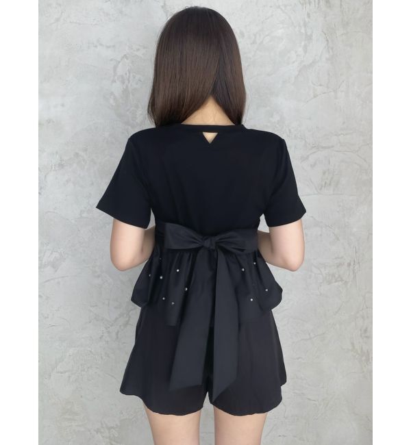 dazzlin「バックリボンビジューペプラムTシャツ」|Tシャツ・カットソー|