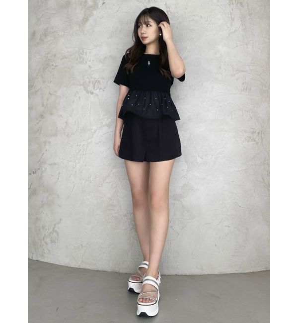 dazzlin「バックリボンビジューペプラムTシャツ」|Tシャツ・カットソー|