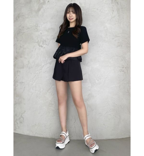 dazzlin「バックリボンビジューペプラムTシャツ」|Tシャツ・カットソー|