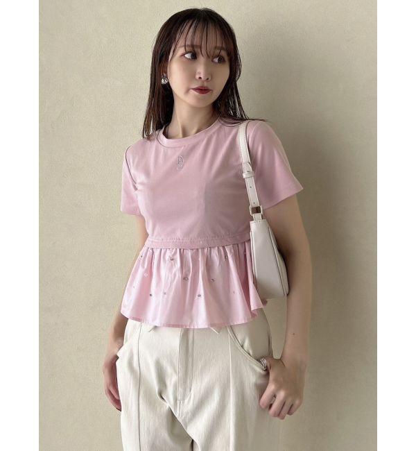 dazzlin「バックリボンビジューペプラムTシャツ」|Tシャツ・カットソー|