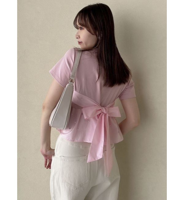 dazzlin「バックリボンビジューペプラムTシャツ」|Tシャツ・カットソー|