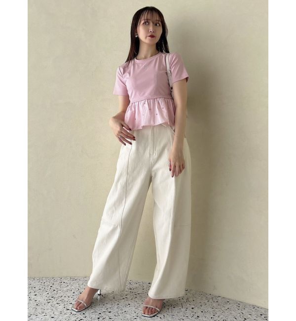 dazzlin「バックリボンビジューペプラムTシャツ」|Tシャツ・カットソー|