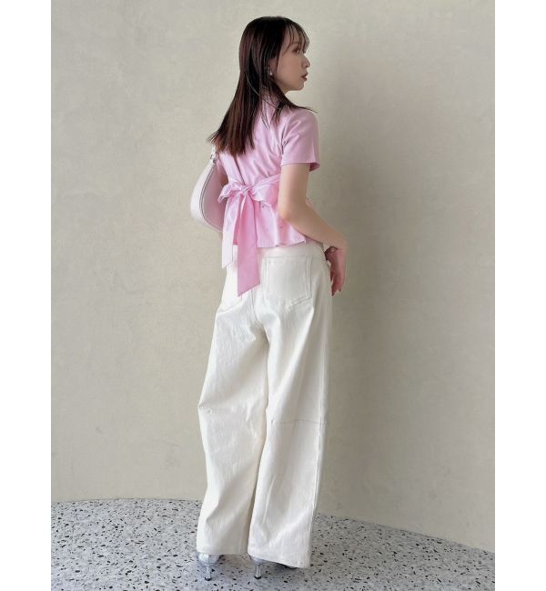 dazzlin「バックリボンビジューペプラムTシャツ」|Tシャツ・カットソー|