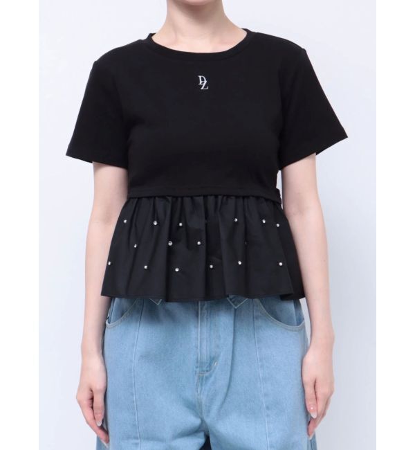 dazzlin「バックリボンビジューペプラムTシャツ」|Tシャツ・カットソー|