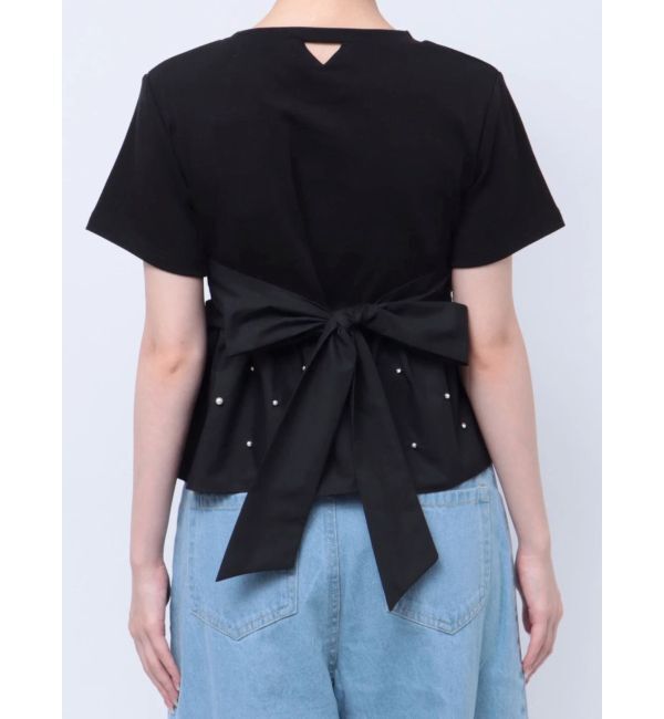dazzlin「バックリボンビジューペプラムTシャツ」|Tシャツ・カットソー|