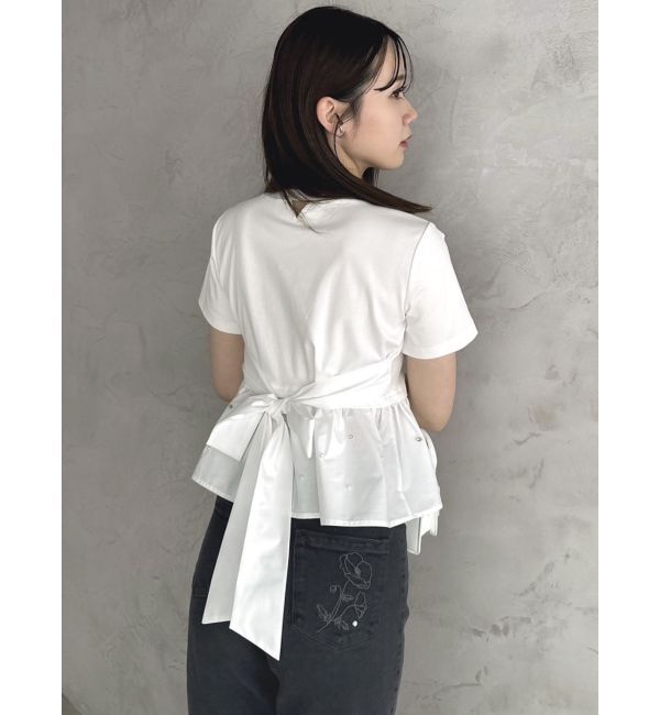 dazzlin「バックリボンビジューペプラムTシャツ」|Tシャツ・カットソー|