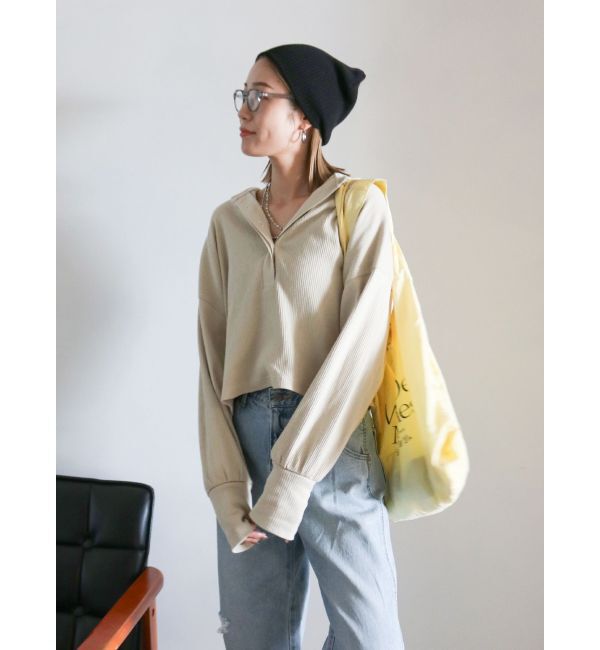 Ungrid「ヘンリーネックテレコロングスリーブTee」|Tシャツ・カットソー|