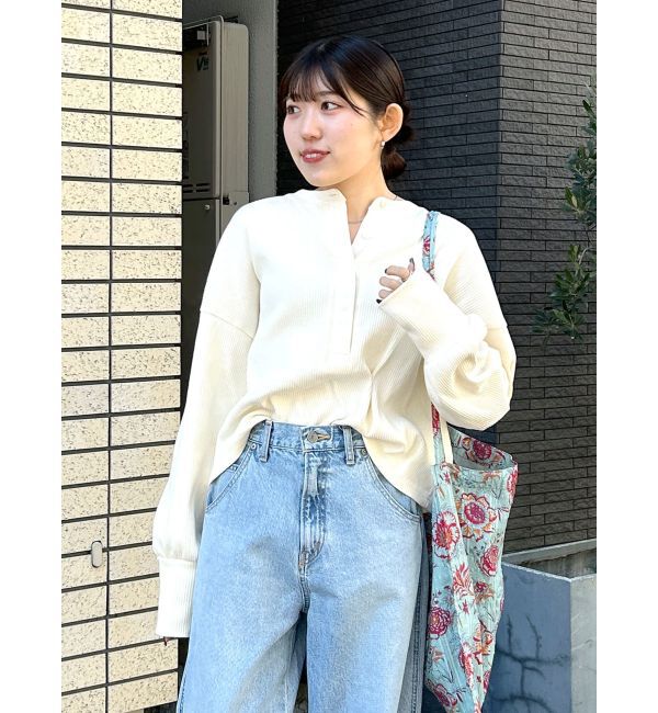 Ungrid「ヘンリーネックテレコロングスリーブTee」|Tシャツ・カットソー|