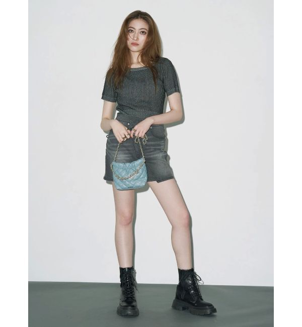 EVRIS「ハーフスリーブバックオープンリボンニットトップス」|ニット・セーター|