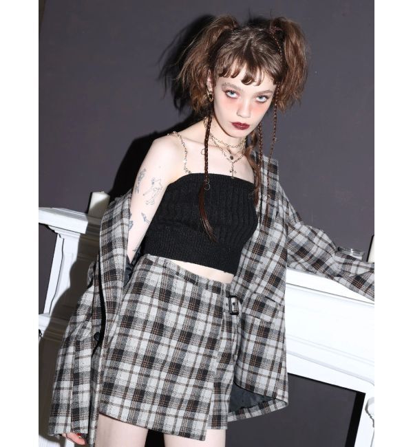 EVRIS「ラップチェックミニスカート【セットアップ着用可能】」|スカート|