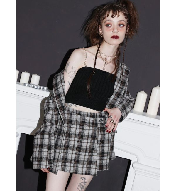 EVRIS「ラップチェックミニスカート【セットアップ着用可能】」|スカート|