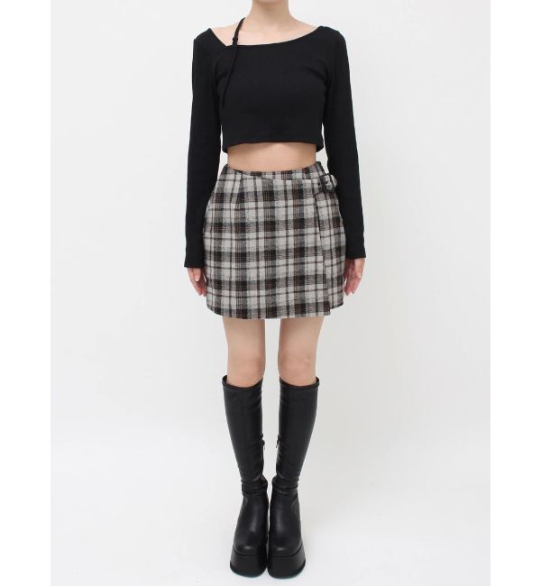 EVRIS「ラップチェックミニスカート【セットアップ着用可能】」|スカート|