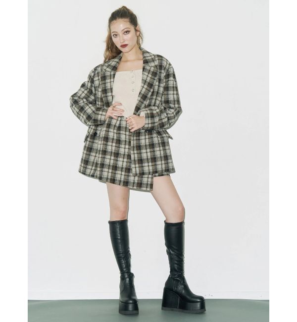 EVRIS「ラップチェックミニスカート【セットアップ着用可能】」|スカート|